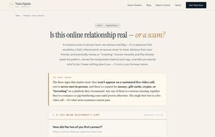 Romance Scam Checker — walk through the red flags of an online relationship