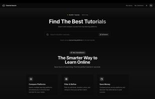tutorialsearch.io Homepage dark mode