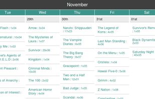 Calendar of shows you're following.