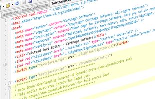 HTML Syntax highlight. Twistpad supports most popular document formats.