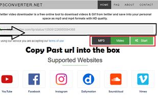 Copy past url of twiiter video and select Mp3 or Mp4 option and click on Start to begin Download.