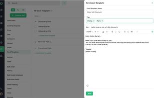 Email Templates - Pre-build multiple templates for different use cases and apply them instantly for clear communication. Select the appropriate template in one go, eliminating repetitive drafting while maintaining consistency. 