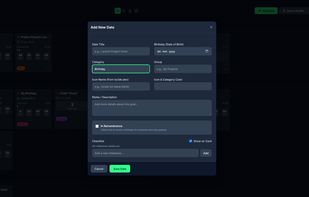 Adding new date – birthday