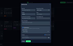 Adding new date – in remembrance