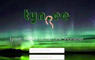 tynee Link Shortener home page.