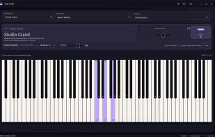 Computer-keyboard performance with live note states across the full on-screen 88-key layout.
