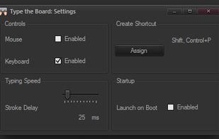Type the Board tray settings form.