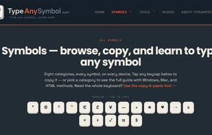 Browse Unicode symbols, copy them instantly, and learn how to type them on different devices