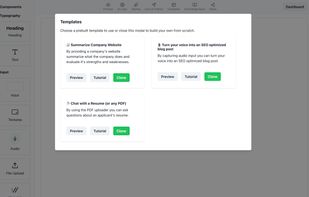 Select from pre-made templates.