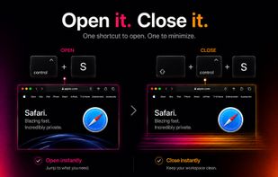 Voice jump: say the target, transcribed on-device by macOS
