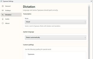 Typewave setting window
