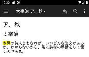 Day mode, showing pop-up dictionary.