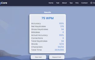 Detailed typing test results