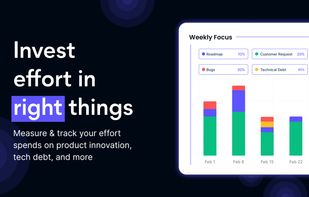 Measure & track your efforts spent on product innovation, tech debt & more.