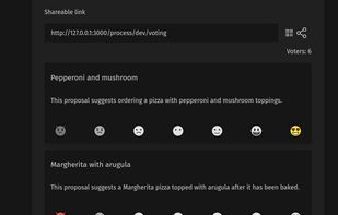 An example process about voting what pizza to order, displaying the voting phase