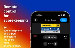Remote control for scorekeeping. Set your main phone on a tripod and control the score from another phone.