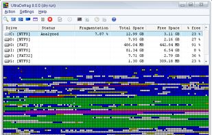Defragmentation - disk usage before processing.