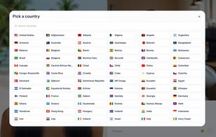 Choose one of 164 countries to meet people from a specific place.