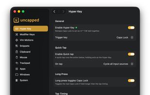 Hyper Key: hold Caps Lock for Shift+Control+Option+Command, tap it to switch input source, or long-press for real Caps Lock.