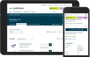 Online shop for medical products with a portal for Spitex (B2B) and patients (B2C) with different prices and assortments.