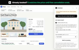 Already booked? It watches the price until free cancellation ends.