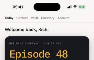 Today: your next episode number, your streak, and what the app noticed from your day.