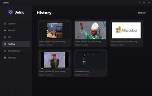 Screenshot history feature