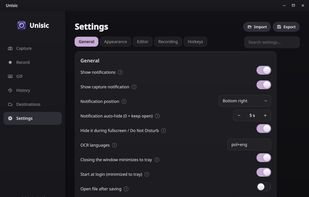 App settings