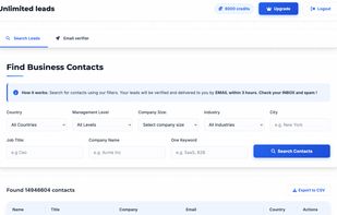 Search for with filters and export to csv