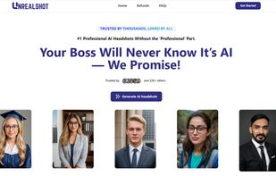 screenshot of unrealshot ai headshot generator