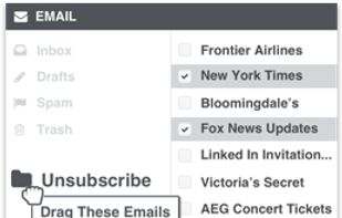 Drag emails into your Unsubscribe folder. (Please keep messages marked as spam in your spam folder.)