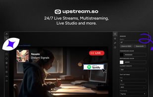 Upstream cloud workspace for 24/7 live streams, multistreaming, Live Studio, and stream design.