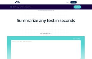 Upsum.io AI summarizer screen 1