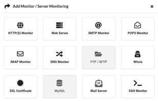 Create checks with a simple wizard, 5 categories of the monitors: website monitors, server monitors, content monitors, could monitoring, apps/services monitoring