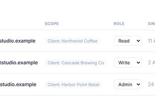 Team access: each teammate holds a Read, Write or Admin role, and access can be scoped to a single client, brand or campaign rather than the whole account. Removing someone revokes access immediately while leaving every link they created working.
