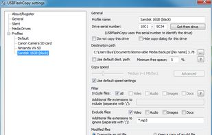 Backup profile settings
