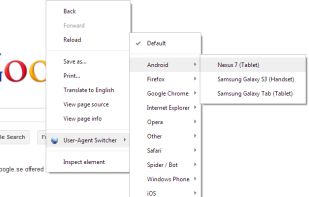 User-Agent Switcher screenshot 1
