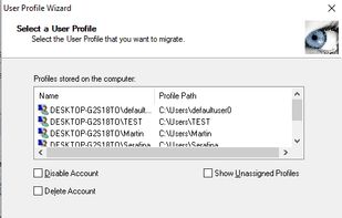 User Profile Wizard screenshot 1