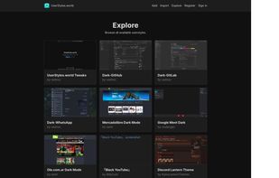 Explore page - dark theme