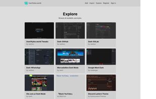 Explore page - dark theme