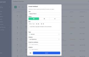 Easy feedback creation: Allow your users to rate the urgency, upload photos and structure their feedback.
