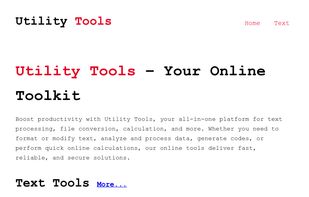 This is the screenshot of the homepage of UtilityTools.net. It features a clean and simple layout. 