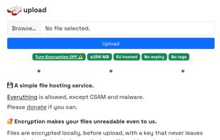 Main page, encryption on