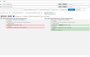 Two Word (.docx) files compared by their text, without converting them first.