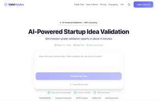 Describe your startup idea in plain language and get an investor-grade validation report in ~4 minutes. No signup required to start.