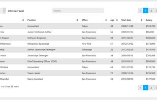 Vanilla-DataTables screenshot 1