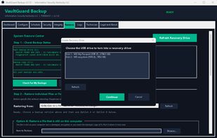 Build a recovery drive from inside the app. Boot from it on a dead or replaced machine and restore the whole system image.