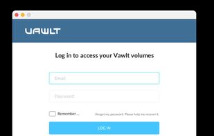 Vawlt software agent v2.0.5 - Log in Screen (macOS)