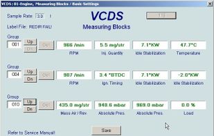 VCDS measurement blocks