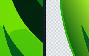Two chosen shapes with one continuous gradient.
Left: original vector, right: vector output with gradient